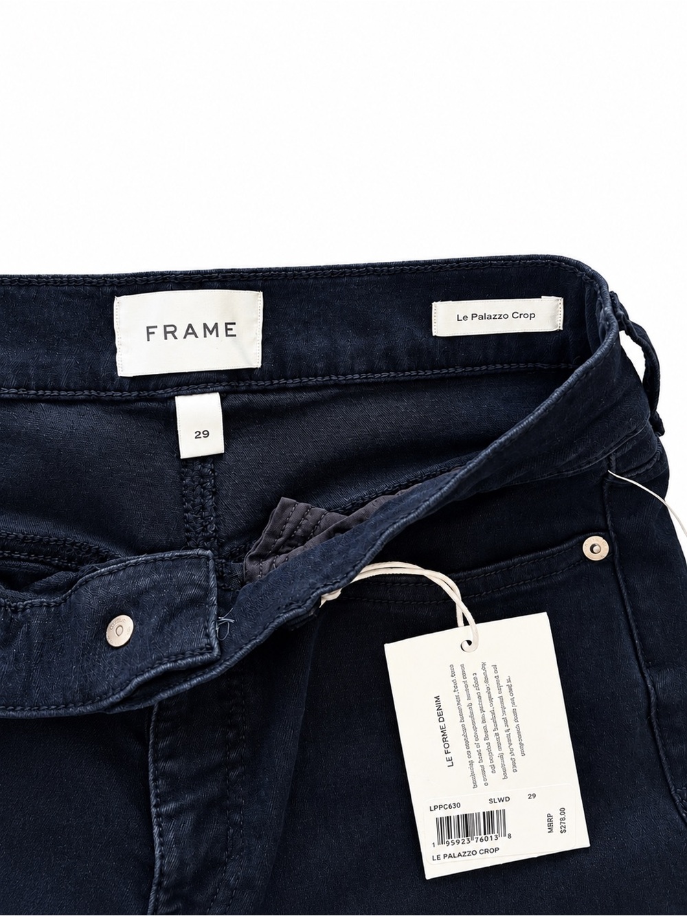 FRAME Le Palazzo Crop Jeans High Rise Wide Leg Dark Navy Size 29 NWT - Picture 11 of 13